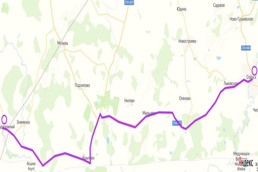 На перевозки пассажиров между Озёрском и Железнодорожным выделяют 1,3 млн