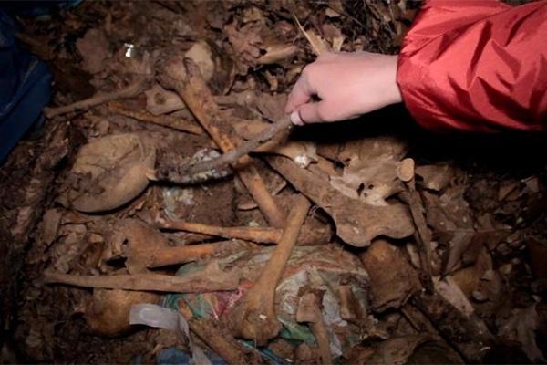 Жители Ладушкина нашли на кладбище человеческие кости в мешках (фото)