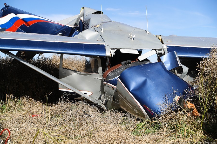 Авария спортивного самолёта под Калининградом. Фоторепортаж НК