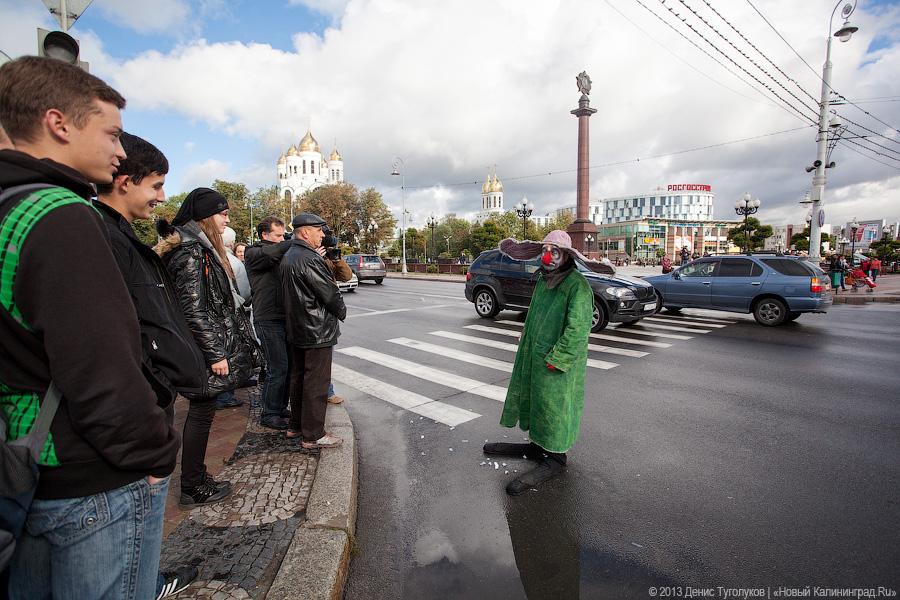 Клоуны на дорогах: участники шоу «сНежная симфония» устроили флэшмоб в Калининграде
