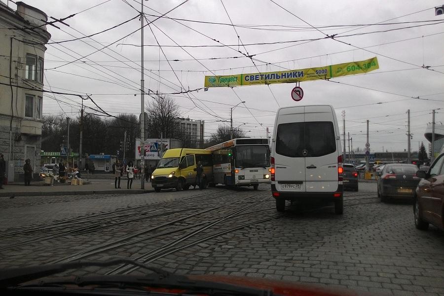 В Калининграде столкнулись маршрутка и автобус (фото)