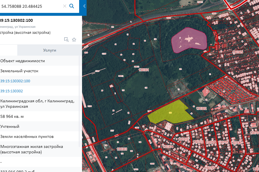 Изображение: скриншот публичной кадастровой карты