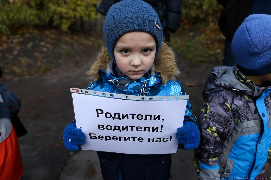 «Заметьте нас»: в Калининграде дети вышли на пикет в поддержку пешеходов 