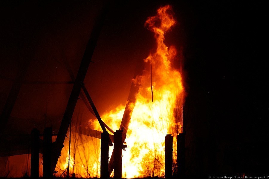 «Цепрусс» в огне: в Калининграде горело заброшенное здание завода (фото)