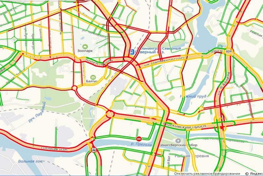 Калининград встал в 10-балльных пробках