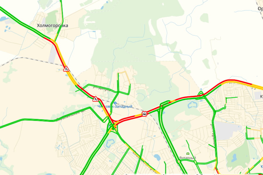 Водители сообщают об огромной пробке от Холмогоровки до Калининграда (видео)