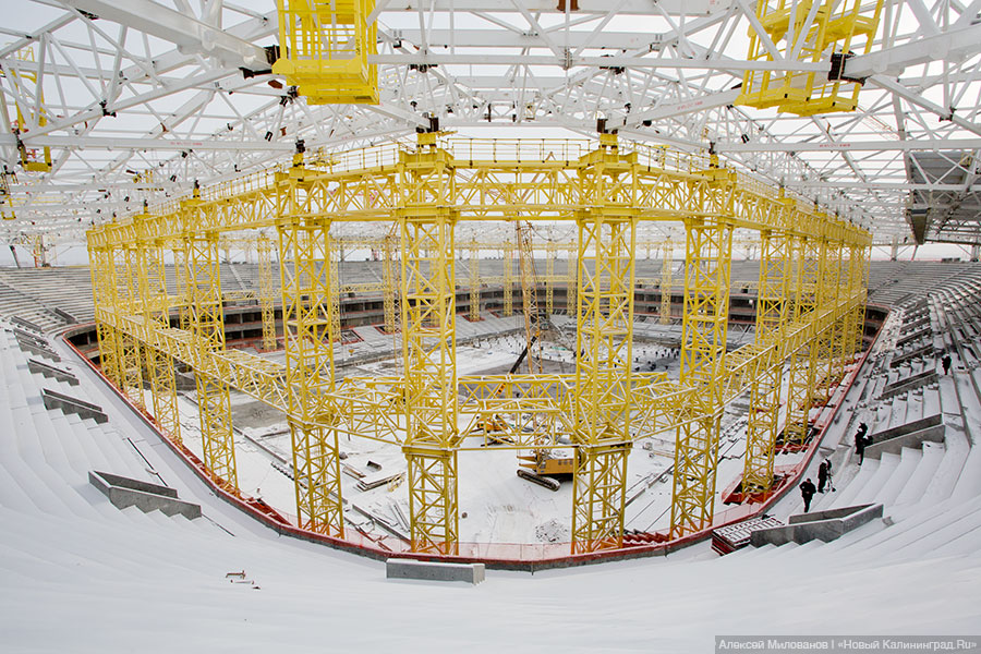 «Яркие, чёткие контуры»: каким увидел строящийся стадион в Калининграде Цуканов