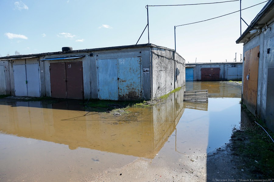 В Калининграде затопило гаражное общество на Острове около стадиона (фото)