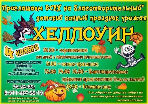 Приглашаем на благотворительный детский конный праздник урожая «Хеллоуин»