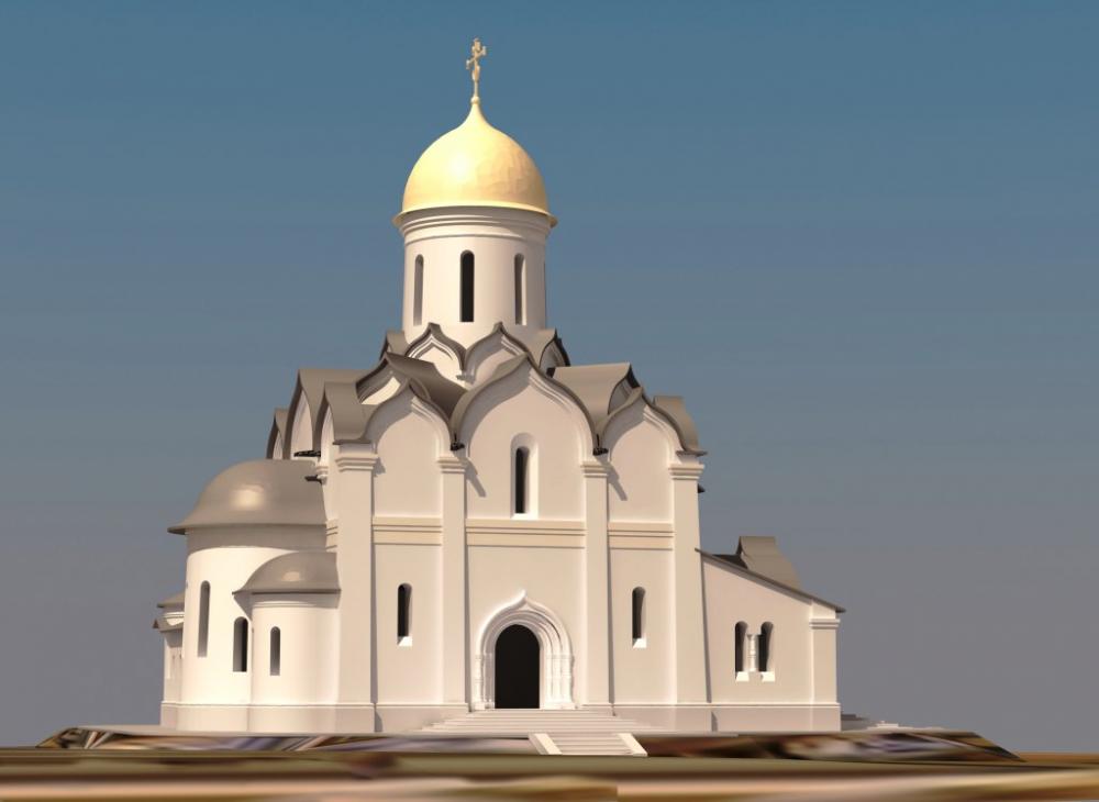 Визуализация храма на площади Калинина, представленная в 2015 году. Изображение: vk.com/sergiy.prihod