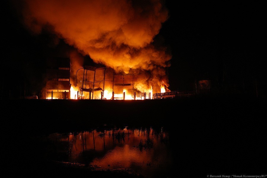 «Цепрусс» в огне: в Калининграде горело заброшенное здание завода (фото)