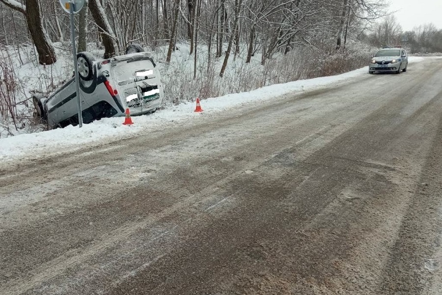 Два автомобиля оказались в кюветах из-за скользких дорог в области (фото)