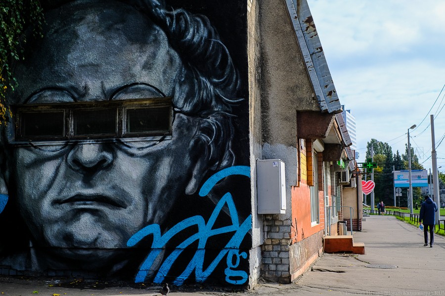 На стене Чеховки закончили рисовать портрет Иосифа Бродского (фото)