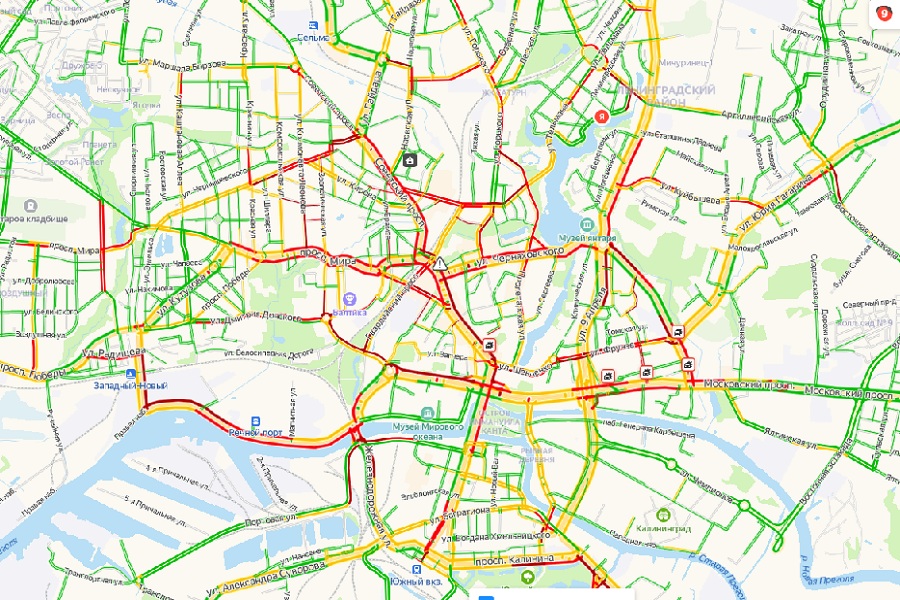Калининград опять встал в 9-балльных пробках