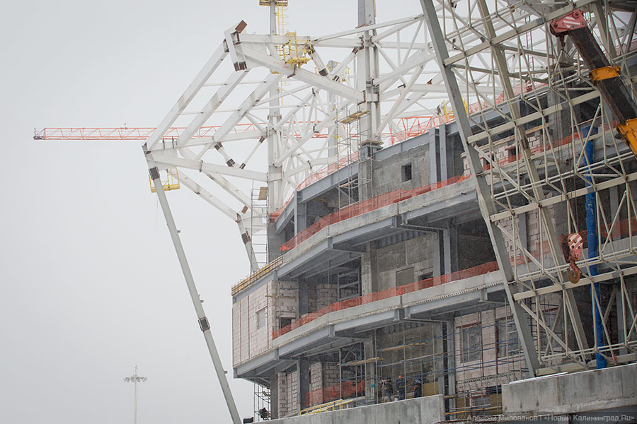 «Яркие, чёткие контуры»: каким увидел строящийся стадион в Калининграде Цуканов