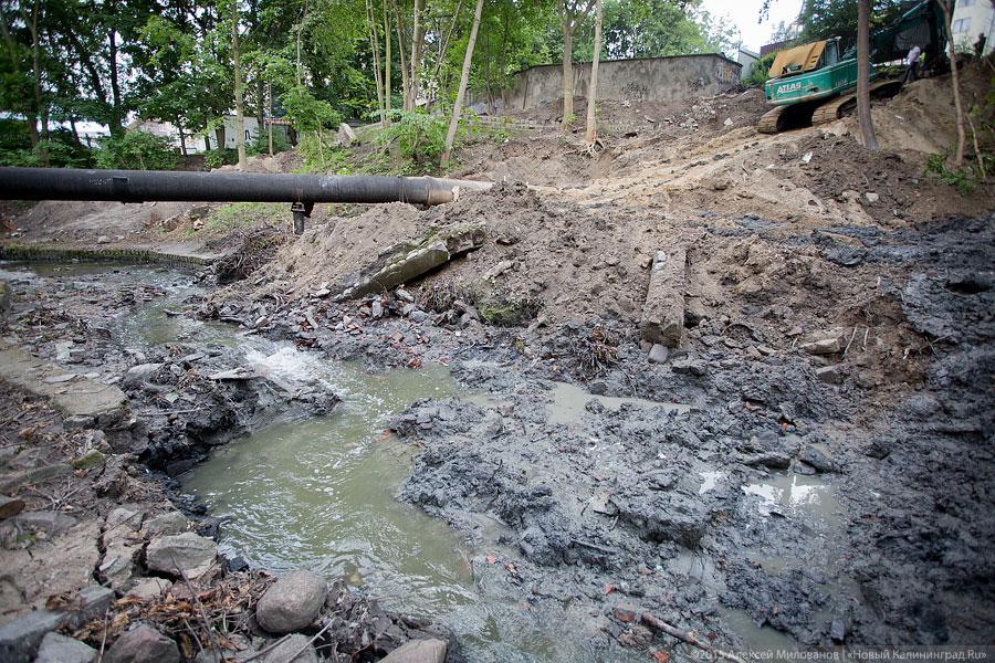 Около бывшей «Сказки» строители завалили глиной русло Паркового ручья (фото)