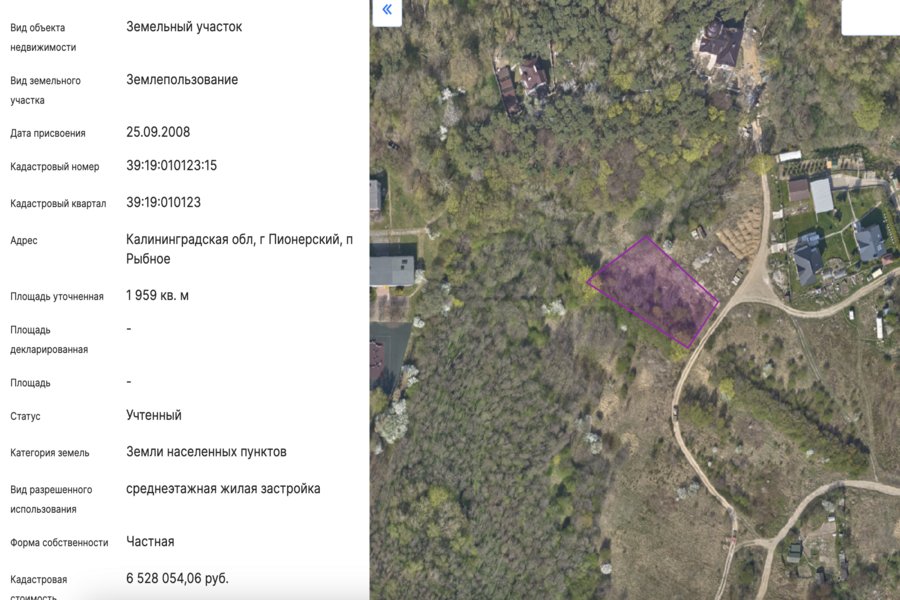 Изображение: скриншот публичной кадастровой карты