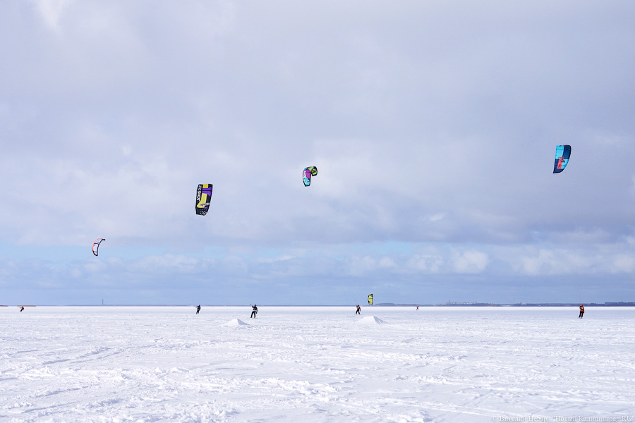Сноукайтеры вышли на Калининградский залив. Посмотрите, как это красиво