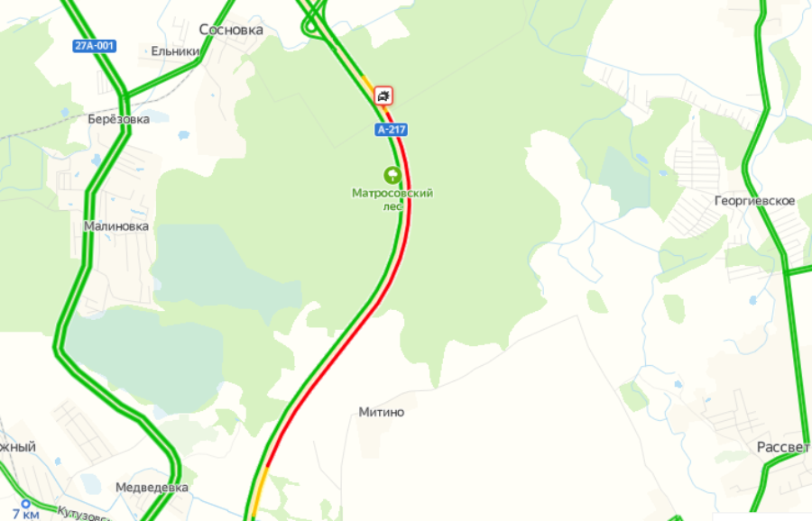На Приморском кольце в сторону Зеленоградска образовалась многокилометровая пробка
