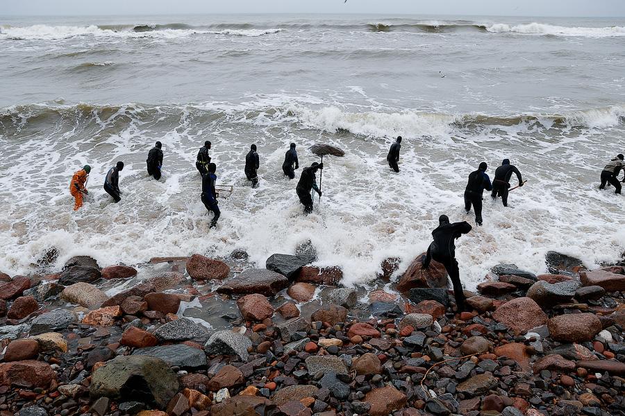 В набежавшую волну: как ловят янтарь на Балтике (фото)