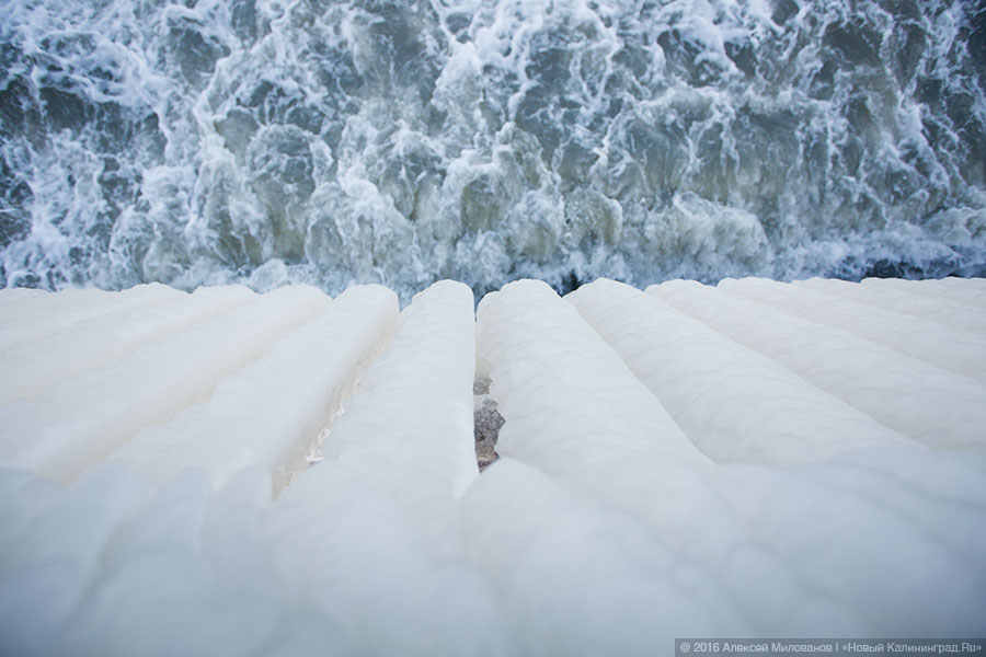 Президенция Деда Мороза: набережная в Пионерском после шторма (фото)