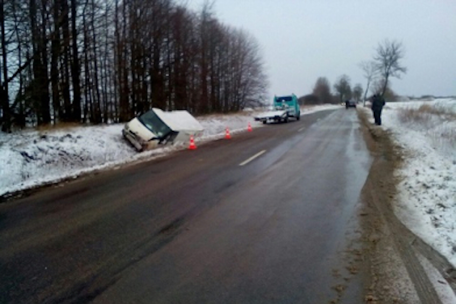 Под Гусевом микроавтобус вылетел в кювет, пострадал водитель (фото)