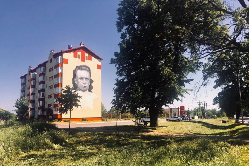 В Мамоново нарисовали 17-метровый портрет Николая Мамонова (фото)
