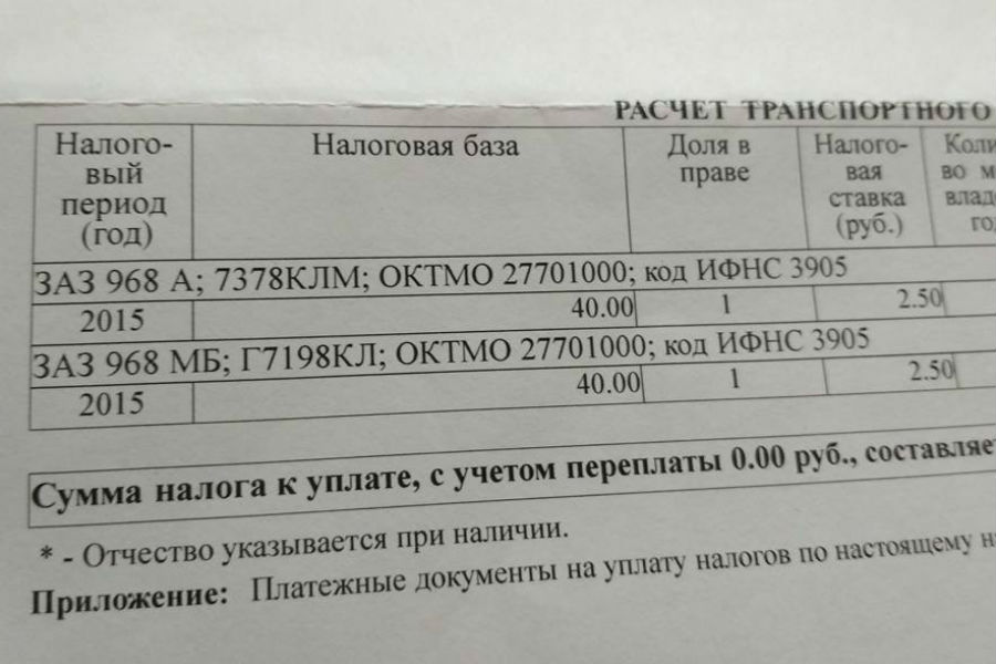 На имя умершего 25 лет назад мужчины пришло требование оплатить налог за «Запорожец»