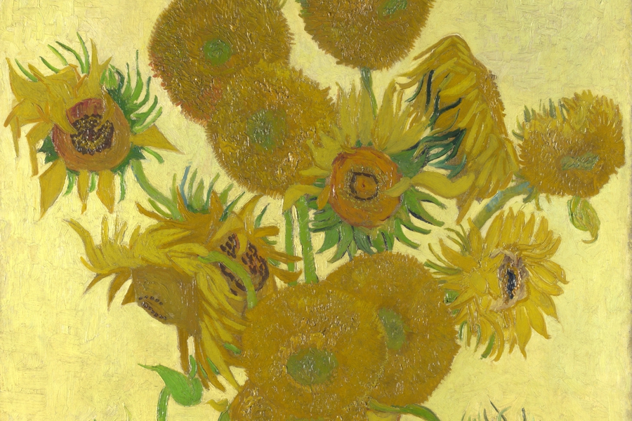 Фрагмент картины «Подсолнухи» Винсента Ван Гога (1888 год)