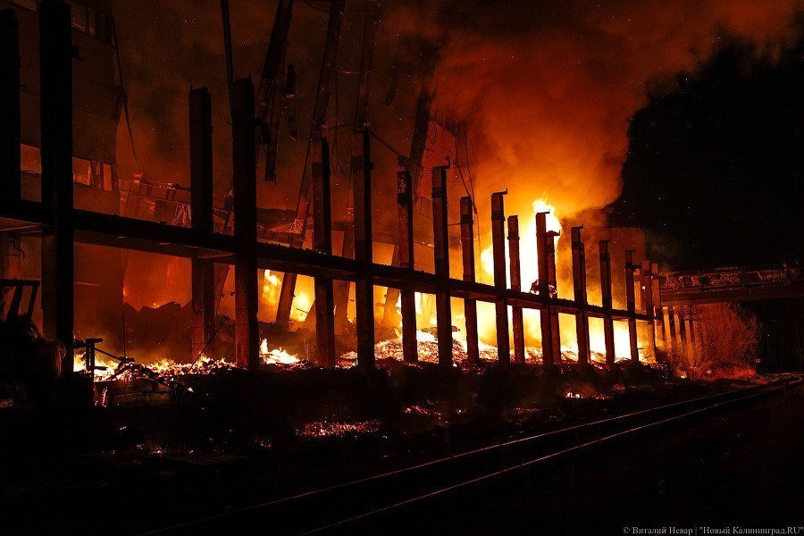 «Цепрусс» в огне: в Калининграде горело заброшенное здание завода (фото)