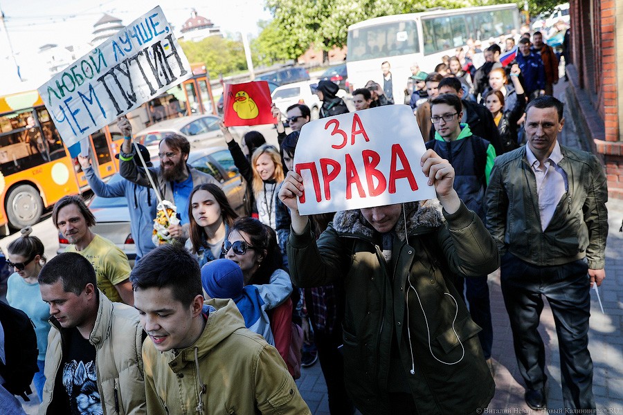 «Любой лучше, чем Путин»: как в Калининграде прошла акция «Он нам не царь»