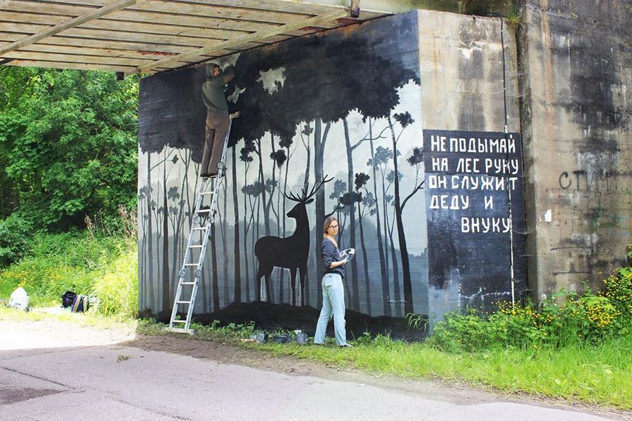 Под Светлогорском нарисовали граффити в защиту Варникенского леса от застройки (фото)