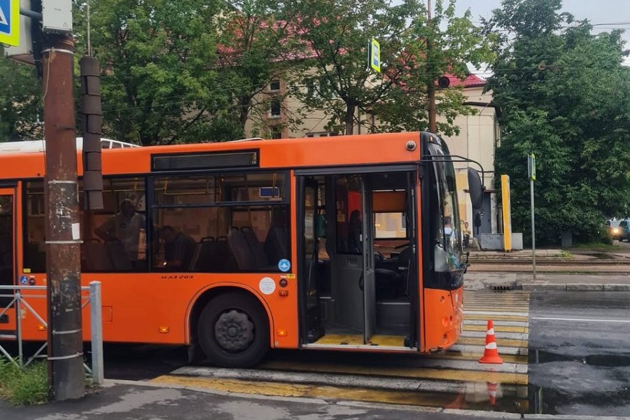 На Аллее Смелых на переходе автобус сбил 10-летнего ребенка на самокате ...