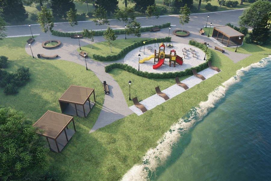 В Железнодорожном хотят обустроить пляж и зону отдыха на берегу озера (эскиз)
