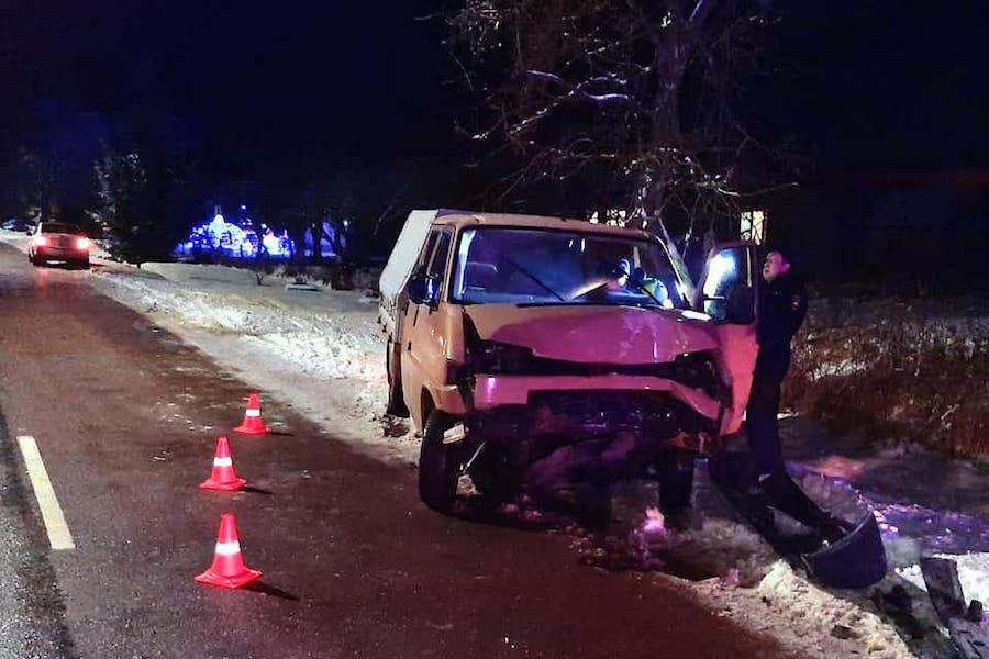 Под Правдинском микроавтобус врезался в дерево, пострадали 5 человек (фото)