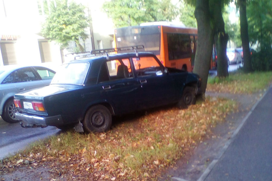На Батальной легковое авто врезалось в дерево (фото)