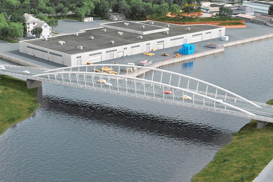 Эскиз транспортно-пешеходного моста с ул. Дзержинского на набережную Октябрьского острова