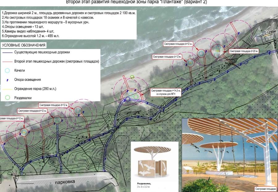 В Зеленоградске в парке «Плантаже» у пляжа решили улучшить пешеходную зону за 26 млн (эскиз)