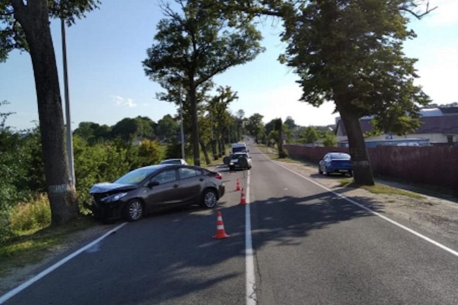 На мамоновской трассе «Киа» врезалась в дерево, пострадали трое (фото)