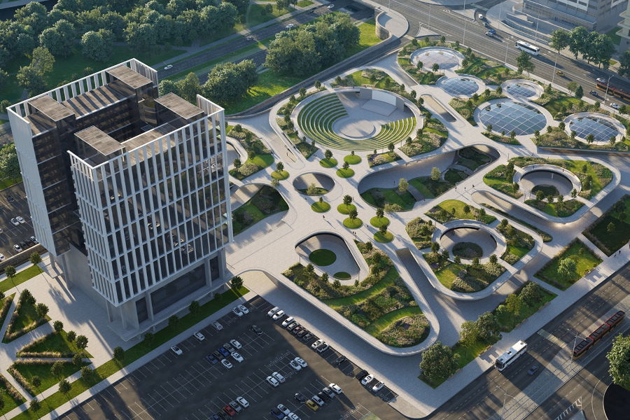 Амфитеатр и парк: новая концепция обустройства территории у Дома Советов (фото)