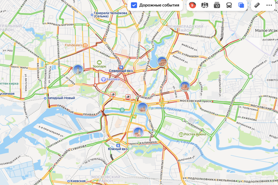 Калининград «встал» в девятибалльных пробках из-за первого снегопада (фото)