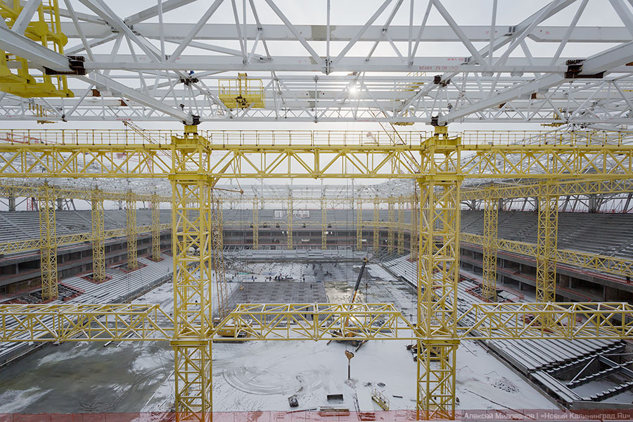 «Яркие, чёткие контуры»: каким увидел строящийся стадион в Калининграде Цуканов