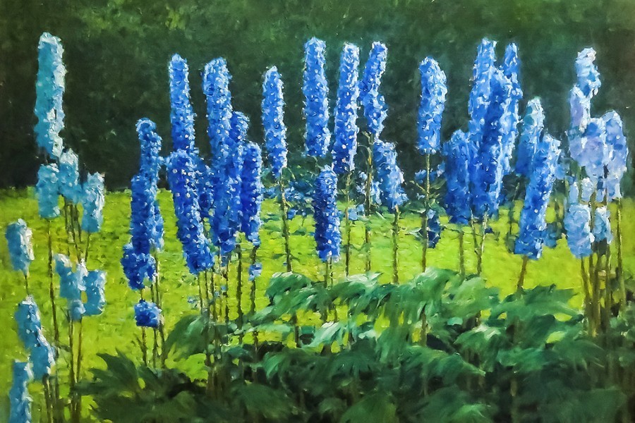 Игорь Грабарь, «В саду. Грядка дельфиниумов», 1947 год