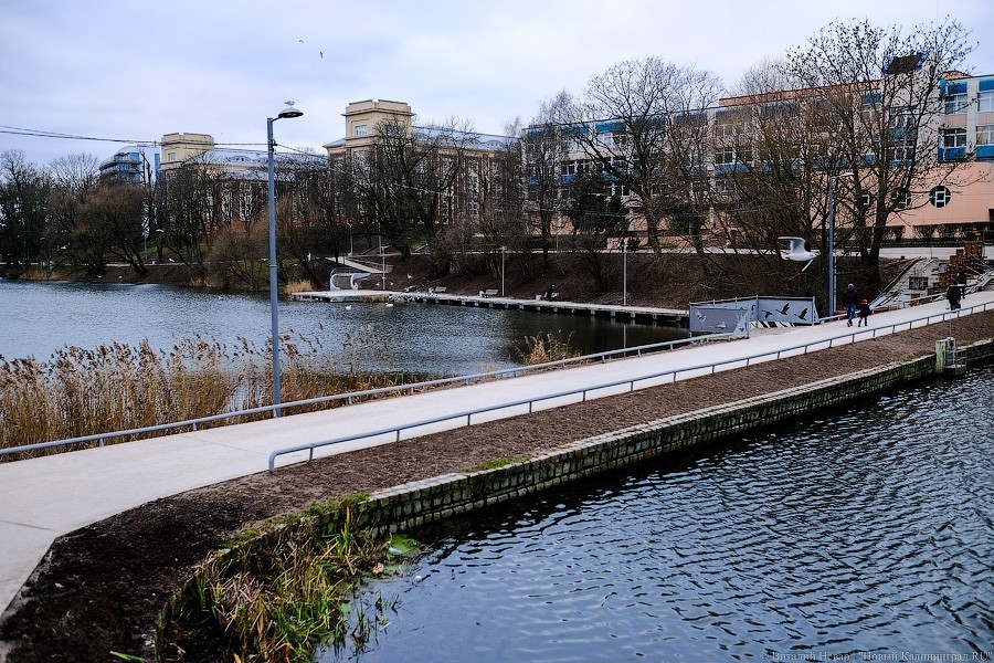 Бетон и пустота: в Калининграде завершается благоустройство Нижнего озера (фото)