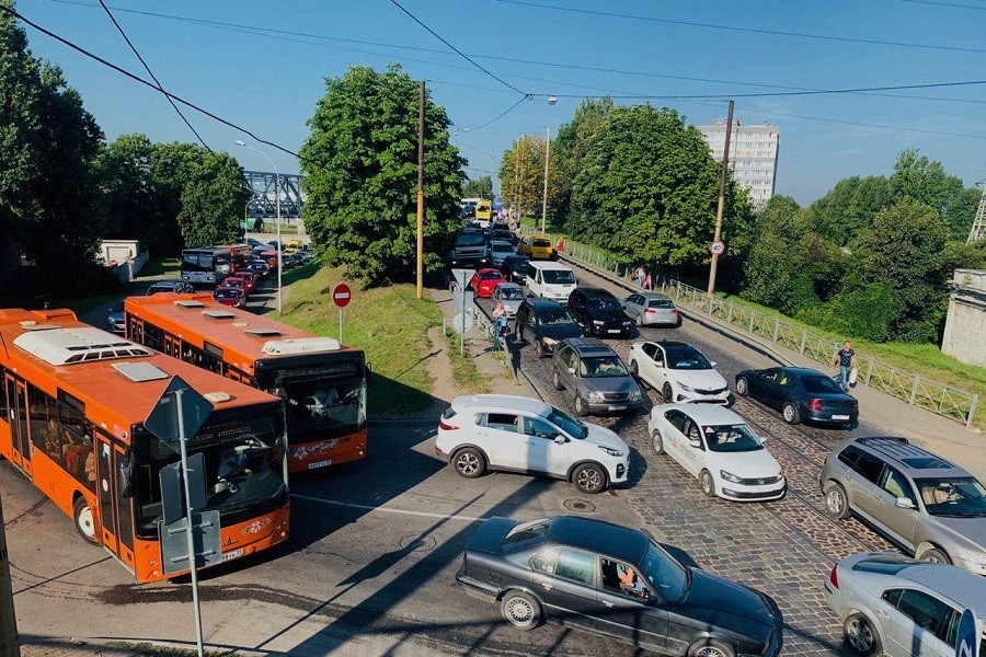29 июля: пробки в Калининграде после закрытия Киевской на ремонт
