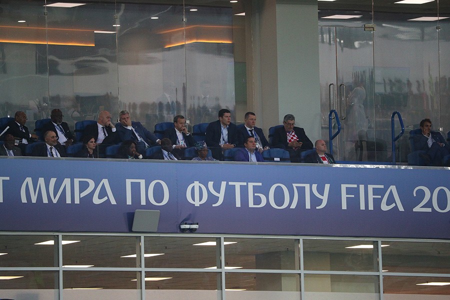 Президент ФИФА Джанни Инфантино присутствует на матче сборных Хорватии и Нигерии