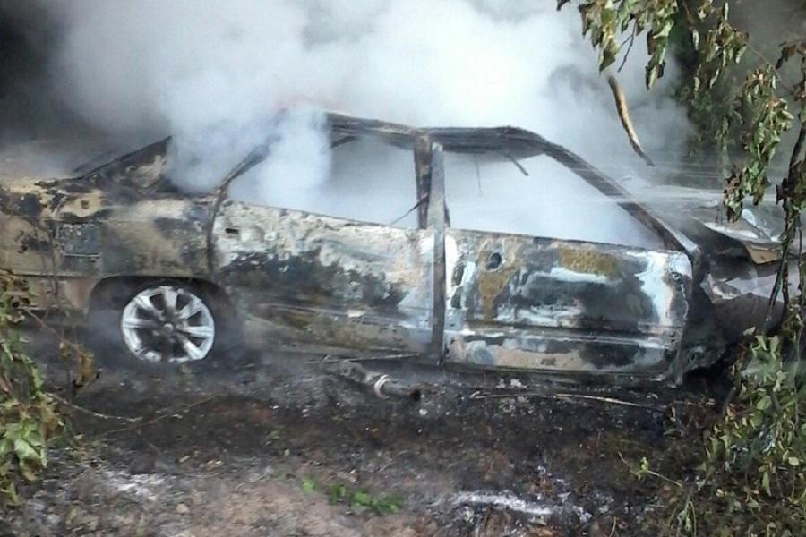 В Черняховском районе машина врезалась в дерево и загорелась с водителем (фото)