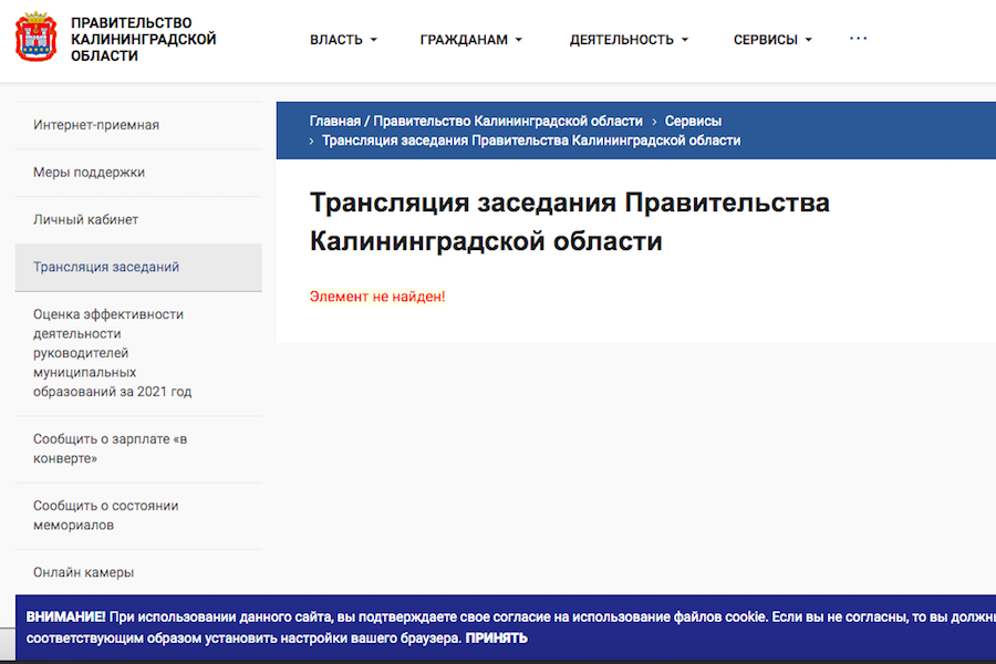 Областное правительство не смогло запустить трансляцию своего заседания