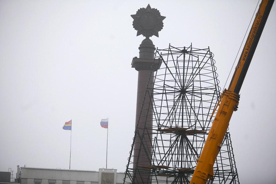 От каркаса до игрушки: в Калининграде собрали главную городскую елку