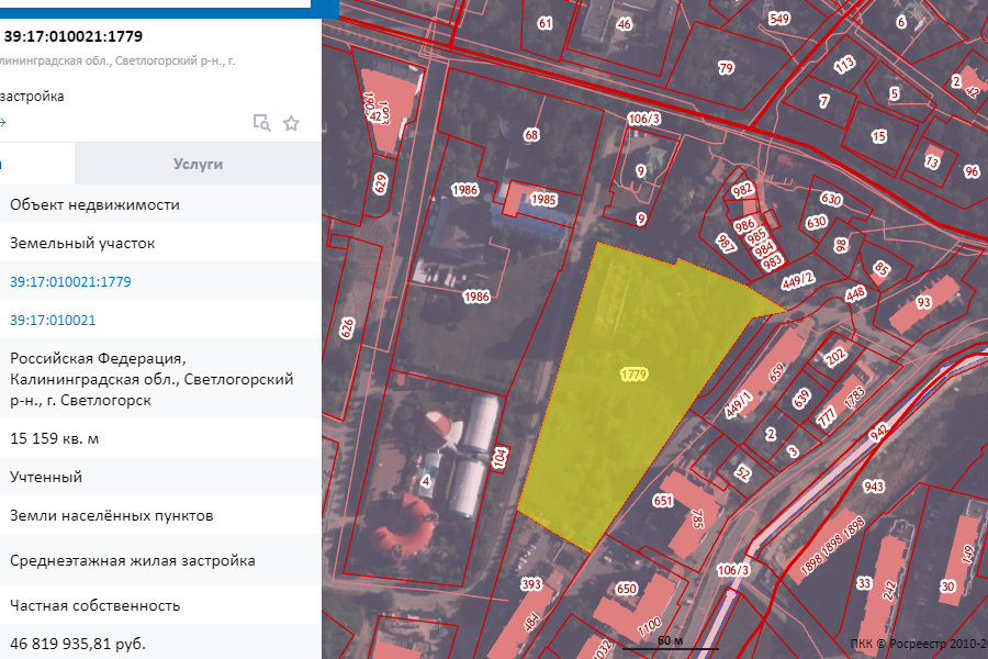Изображение: скриншот публичной кадастровой карты